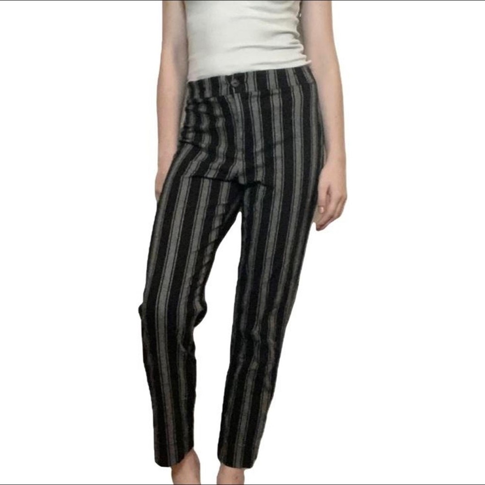 Striped Black and Gray Women's Pants